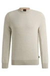 Hugo Boss Cotton-blend Sweater With Two-tone Structure In Neutral