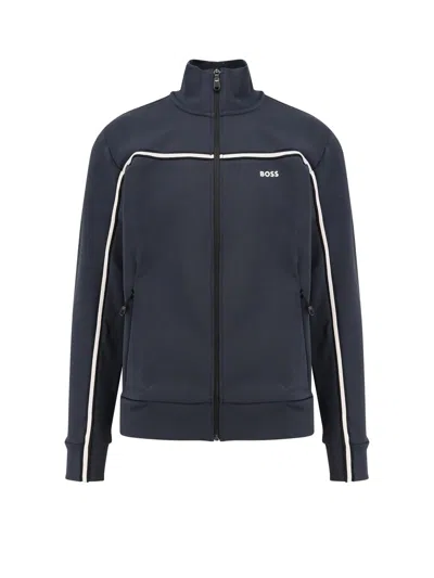 Hugo Boss Cotton Blend Sweatshirt In Blue