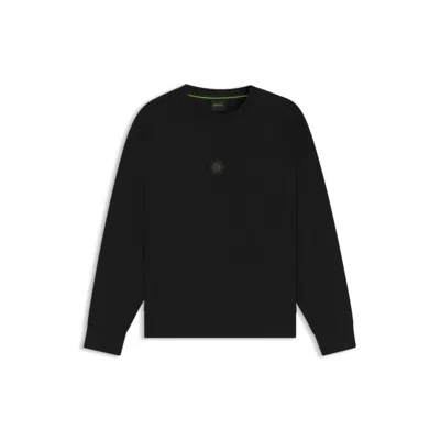 Hugo Boss Cotton-blend Sweatshirt With Double B Monogram In Black