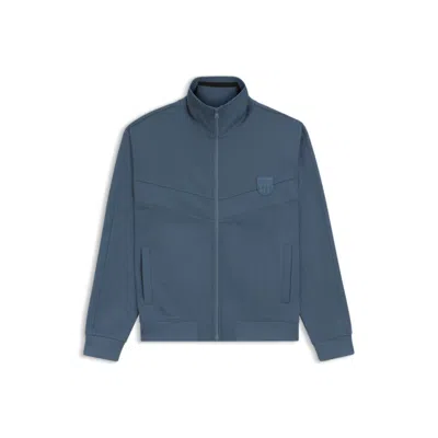 Hugo Boss Cotton-blend Sweatshirt With Drop-needle Stripe In Blue