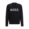 Hugo Boss Cotton-blend Sweatshirt With Hd Logo Print In Dark Blue 402