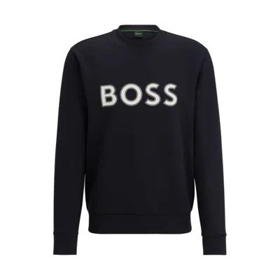 Hugo Boss Cotton-blend Sweatshirt With Hd Logo Print In Black