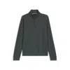 Hugo Boss Cotton-blend Sweatshirt With Quarter Zip In Green