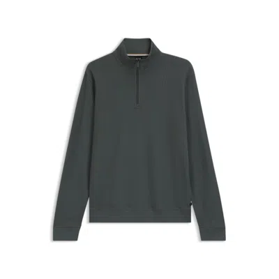 Hugo Boss Cotton-blend Sweatshirt With Quarter Zip In Green