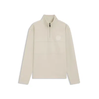 Hugo Boss Cotton-blend Sweatshirt With Tennis-themed Logo In Sand