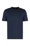 Hugo Boss Ribbed Collar Crew Neck T-shirt With Side Slits In Blue