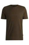 Hugo Boss Bubble-jacquard Structure T-shirt In A Cotton Blend In Brown