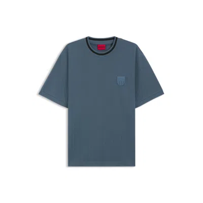 Hugo Boss Cotton-blend T-shirt With Drop-needle Stripe In Blue