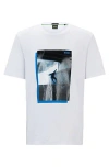 Hugo Boss Cotton-blend T-shirt With Skate Artwork Front And Back In White