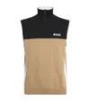 Hugo Boss Cotton-blend Two-tone Sweater Vest In Black