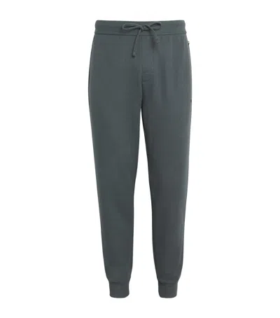 Hugo Boss Cotton-blend Waffle-knit Sweatpants In Green