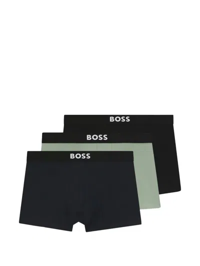 Hugo Boss Cotton Boxer Briefs (set Of Three) In Black