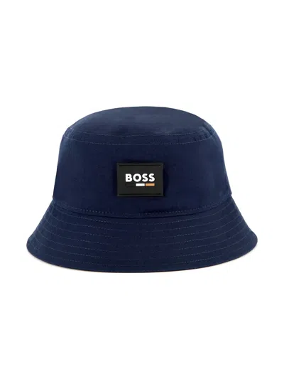 Hugo Boss Cotton Bucket Hat For Boys (sizes 0/52 - 3/58) In Blue