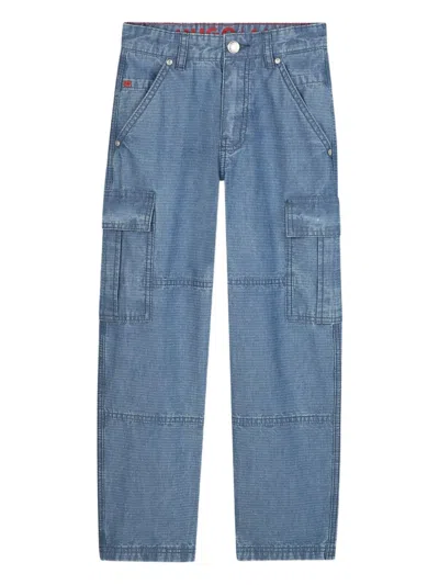 Hugo Boss Kids' Cotton Cargo Jeans In Blue