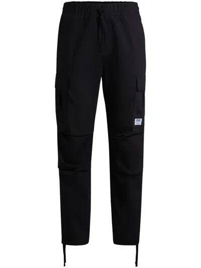 Hugo Boss Cotton Cargo Trousers In Black