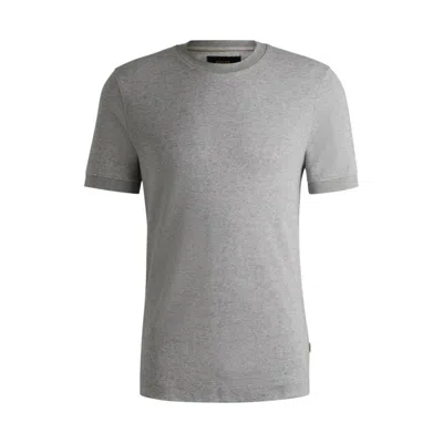 Hugo Boss Cotton-cashmere Blend T-shirt With Anti-bacterial Finish In Silver