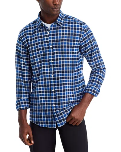 Hugo Boss Cotton Check Slim Fit Button Down Shirt In Open Blue