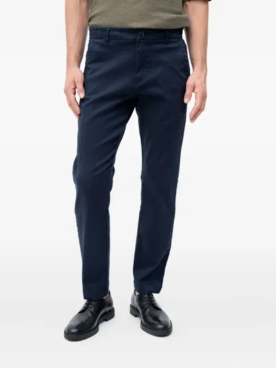 Hugo Boss Cotton Chino Trousers In Blue