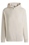 Hugo Boss Cotton-corduroy Hoodie With Press-stud Hood In White