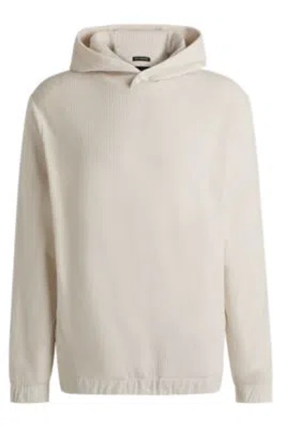 HUGO BOSS COTTON-CORDUROY HOODIE WITH PRESS-STUD HOOD