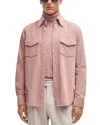Hugo Boss Cotton Corduroy Relaxed Fit Button Down Shirt In Light Pastel Pink