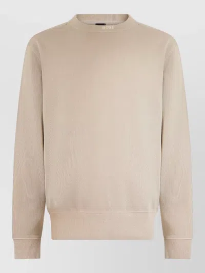 Hugo Boss Cotton Crew Neck Long Sleeve Sweatshirt In Neutral