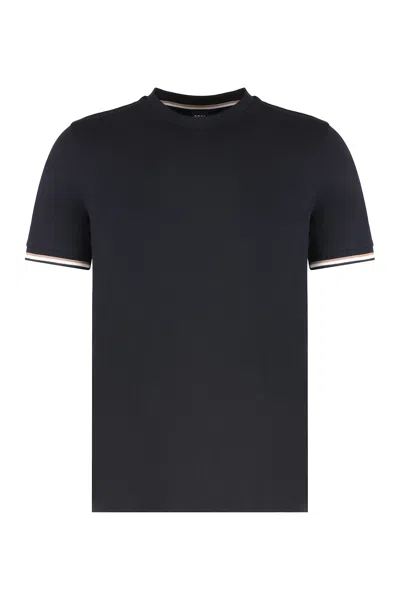 Hugo Boss Crew-neck Ribbed T-shirt Short Sleeves In Black