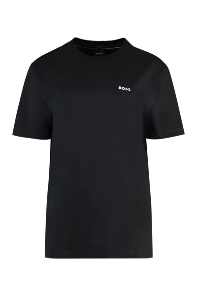 Hugo Boss Cotton Crew-neck T-shirt In Black