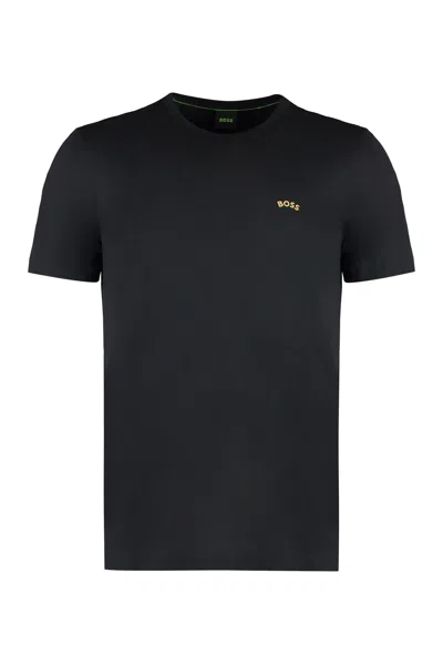 Hugo Boss Cotton Crew-neck T-shirt In Black
