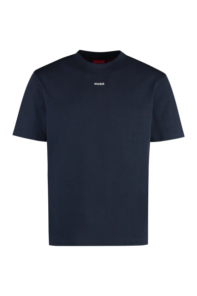 Hugo Boss Cotton Crew-neck T-shirt In Blue