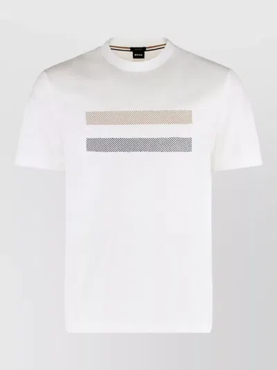 Hugo Boss Cotton Crew Neck T Shirt Striped Design In Animal Print