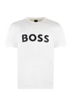 Hugo Boss Cotton-jersey T-shirt With Curved-logo Print In White