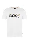 Hugo Boss Cotton-jersey T-shirt With Logo In Signature Colours In White