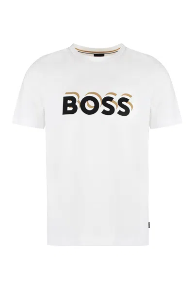 Hugo Boss Logo-print Cotton T-shirt In White