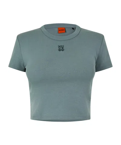 Hugo Boss Cotton Cropped Tshirt In Green