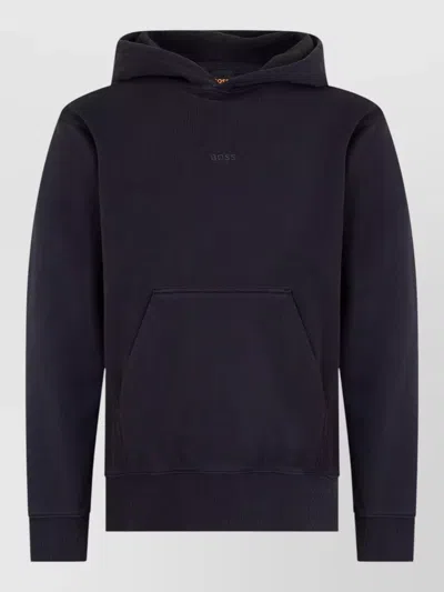 Hugo Boss Cotton Hooded Sweatshirt Casual Sports Style In Black