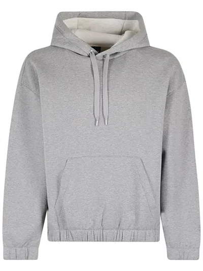 Hugo Boss Double Knit Hooded Sweatshirt With Monogram Detail In Gray