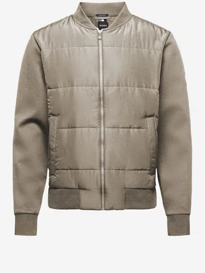 Hugo Boss Cotton Jacket In Neutral