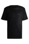 Hugo Boss Cotton-jacquard Regular-fit T-shirt With Seasonal Artwork In Black