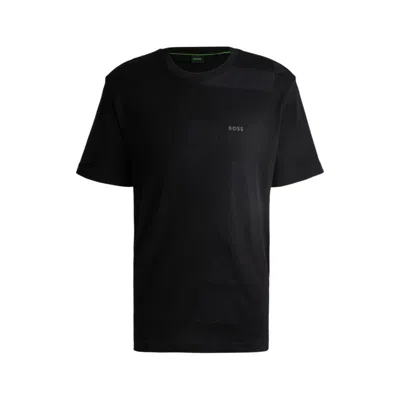 Hugo Boss Cotton-piqu T-shirt With Oxford-jacquard Back Collar In Black