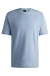 Hugo Boss Cotton-jacquard Regular-fit T-shirt With Seasonal Artwork In Light Blue