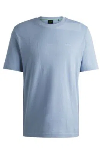 Hugo Boss Cotton-jacquard Regular-fit T-shirt With Seasonal Artwork In Light Blue