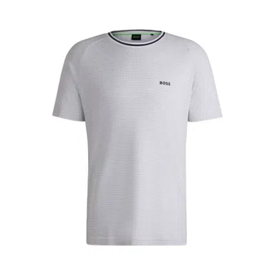 Hugo Boss Cotton-jacquard Relaxed-fit T-shirt With Logo Detail In White
