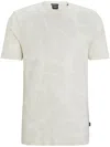 Hugo Boss Cotton Jacquard T-shirt In Neutrals