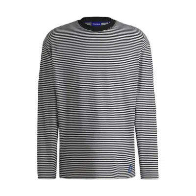 Hugo Boss Cotton-jersey Loose-fit T-shirt With Horizontal Stripe In Multi