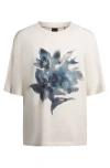 Hugo Boss Cotton-jersey Oversized-fit T-shirt With Seasonal Artwork In Off White
