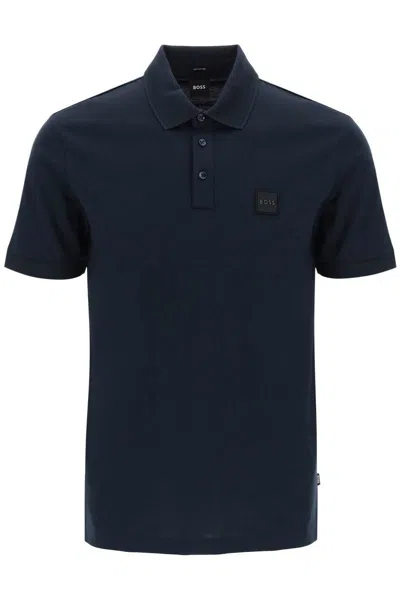 Hugo Boss Cotton Jersey Polo Shirt In Dark Blue