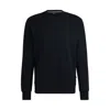 Hugo Boss Cotton-jersey Regular-fit Sweatshirt With Mixed Structures In Blue