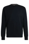 Hugo Boss Cotton-jersey Regular-fit Sweatshirt With Mixed Structures In Dark Blue