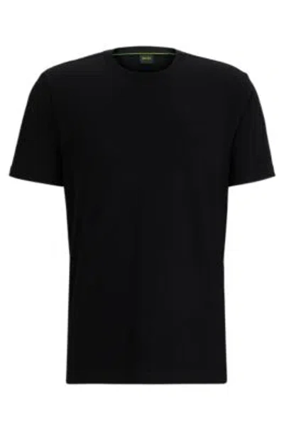 Hugo Boss Cotton-jersey Regular-fit T-shirt With 3d Mesh Logo In Black